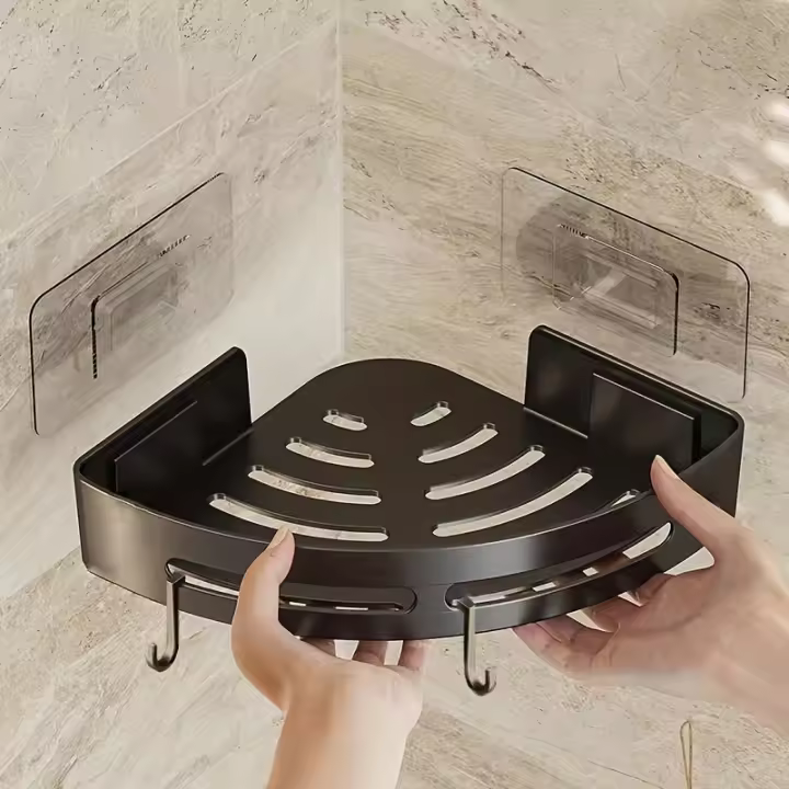 Estante De Esquina Triangular Espacioso Organizador De Baño Duradero Para Shampoo Gel De Ducha Y Cosméticos Instalación Fácil Antideslizante - 1
