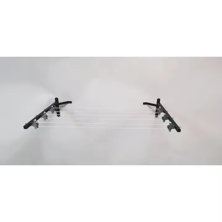 KDOX - Tendedero de Pared con Escuadras y 6 Poleas | Ideal para Exterior e Interior | Resistente al Óxido (Negro) - 1