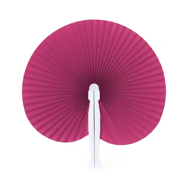 AKARURE - 60 Abanicos Pai Pai Plegable de Papel en color Rosa Fucsia, abanicos para Bodas, Comuniones y Bautizos - 1