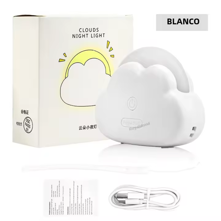 Luz Nocturna De Nube Creativa Blanca Y Azul Para Dormitorio Y Niños Luz LED Mini USB Sin Cable Forma De Nube Adorable Regalo Original Con Batería Incluida - 1