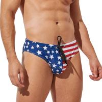 Bikini Briefs De Natación Para Hombre Estilo American Flag Print Sexy Shorts De Playa Traje De Baño Con Patrón De Estándares - details 6