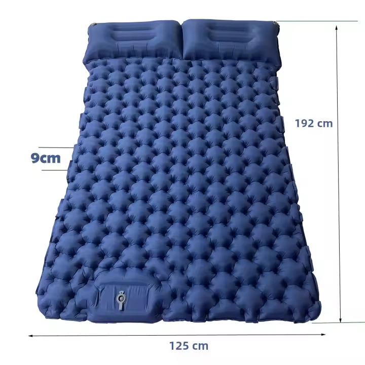 Colchón De Acampar Doble Inflable Con Almohada Y Tela Impermeable Para Senderismo Plegable Matrícula De Viaje Ligera - 1