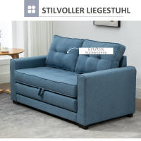 Sofá plegable Sofá Cama de tela de 2 plazas Sofá Cama Conjunto de sofás Tacto Lino Caucho Madera Azul 147,5x75x85 cm - details 3