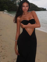 Vestido Maxi Sin Mangas Para Mujer Kliou De Sintético Cuello En V Abierta Espalda Descubierta Cintura Delgada Largo Hasta El Tobillo Estilo Clásico Sin Capas Para Fiesta - details 12