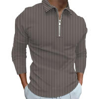 Camisa Polo Hombre Manga Larga Cierre Invisible Estilo Casual Rayada Transpirable Para Primavera Otoño - details 1