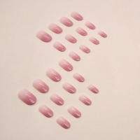 Uñas Postizas De Tiras Gradiente Pastel 24 Piezas Largas Ovaladas Para Fiestas Casuales Brillo De Color Puro Inspiración Europea Y Americana - details 1