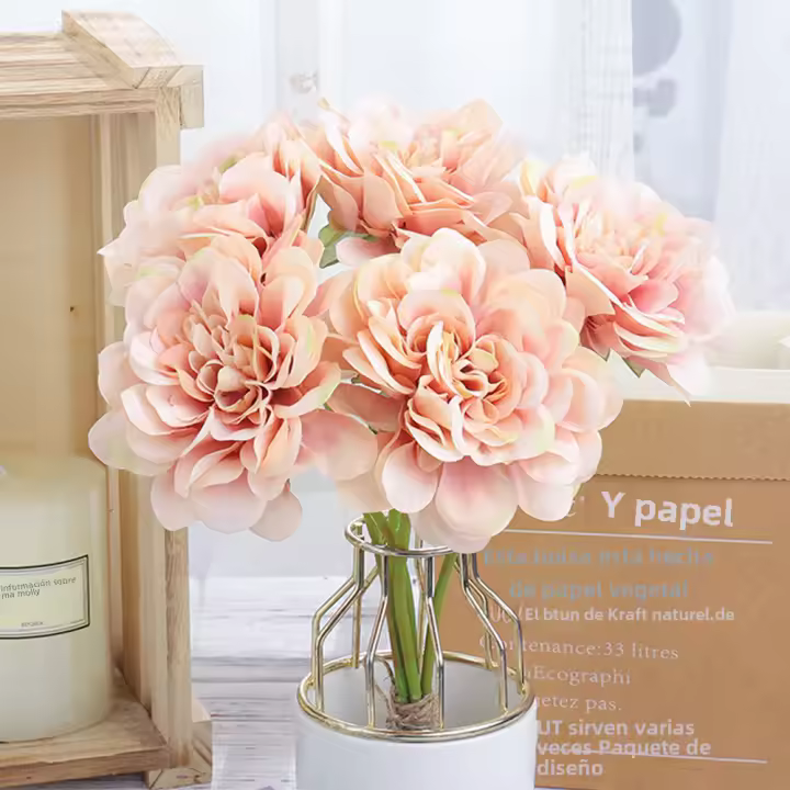 Bouquet De Flores Artificiales Peonía Para Boda Decoración De Hogar Y Fiesta En Tela Sintética Estilo Elegante Para Supermercado Y Sala De Estar - 1