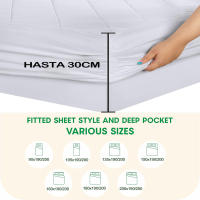 Various-Protector De Colchón Acolchado Transpirable,Acolchado Impermeable,Funda de Colchón Microfibra Relleno Poliester 240 gsm,Protector De Colchón Rizo Impermeable 130gsm,Cubrecolchón, Elástico En Todo El Contorno,Reversible,Absorbente - details 9