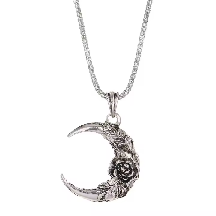 Collar Dark Rose Para Mujer Estilo Punk Hip Hop Colgante De Luna Cadena De Collar Trendy Para Parejas Metal Aleación Clásica - 1