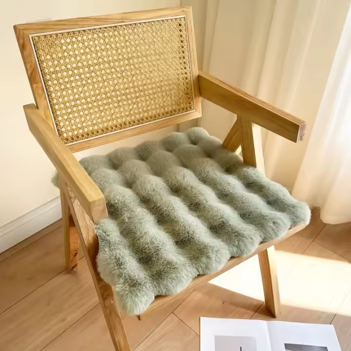Cojín De Silla De Peluche De Conejo Para Oficina Y Estudio Cojín Para Silla De Computadora Y Comedor Grueso Y Confortable - 1