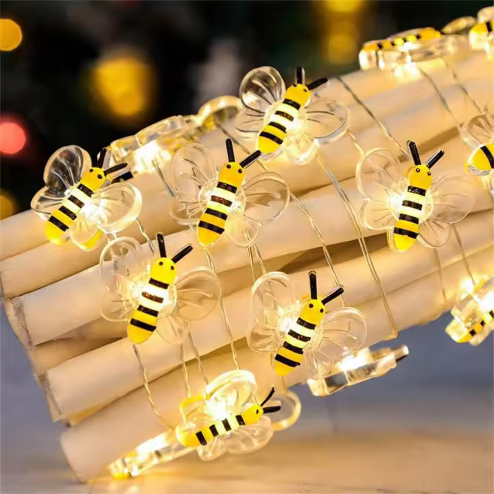 1 Pack De 20 Luces LED Forma De Abeja Operadas Con Batería Para Decoración De Habitaciones Plantas Patios Fiestas Bodas Navidad - 1