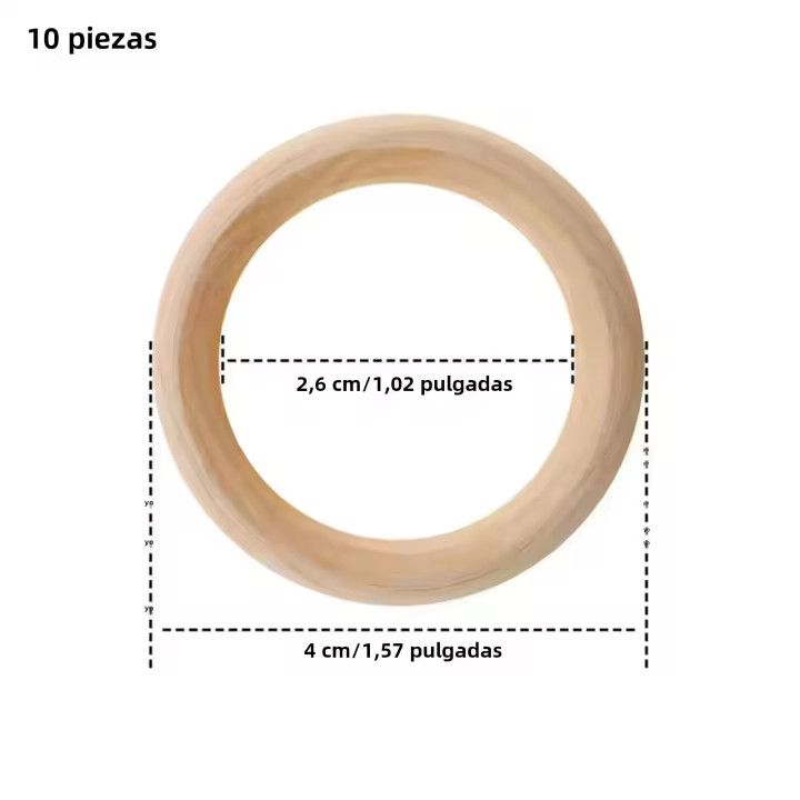 Anillos De Madera Natural Despintados Para Manualidades 20/10 Pcs Anillos De Trenzado Para Joyería Hecha a Mano Y Lace - 1