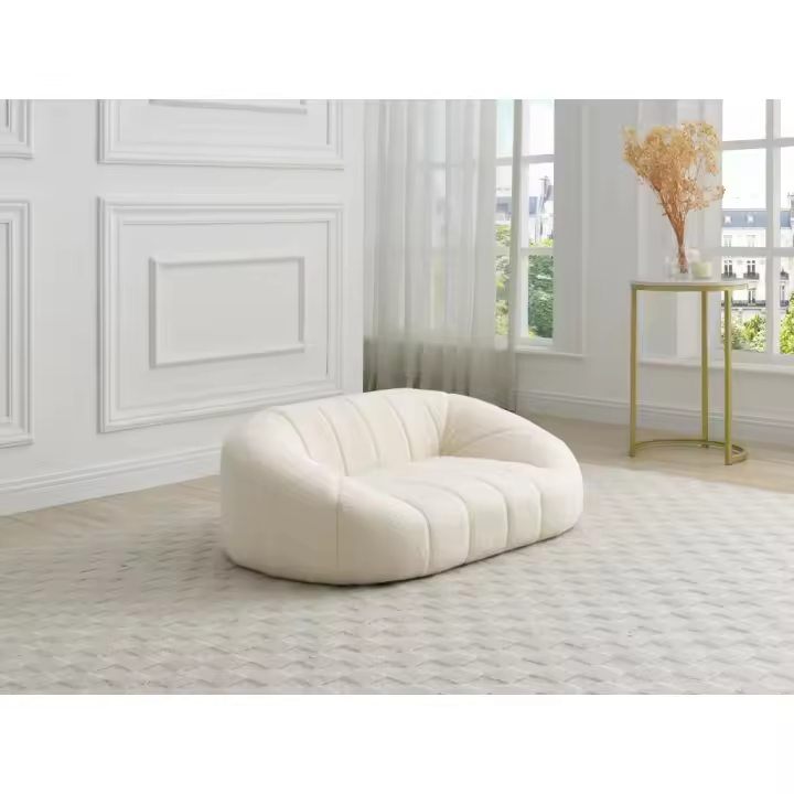 Vente-unique - Sofá para mascotas de tela rizada - Blanco crema - L. 98 x P. 62 x A. 33 cm - PARUIMA - 1