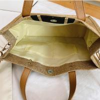 Bolso De Mano De Lona Simple Con Rayas Para Mujer Gran Capacidad Casual Bolso De Hombro Y Cruzado Con Asa Superior - details 1