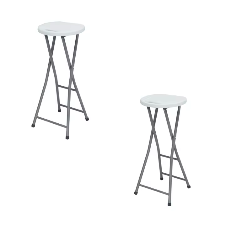 KG KITGARDEN - Pack de 2 Taburetes Altos Plegables Multifuncionales, 27x30x70cm, Blanco - 1