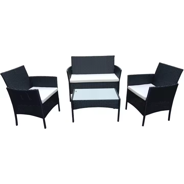 Mueble de jardín bajo de resina "Toronto" 4 plazas - Negro - 1