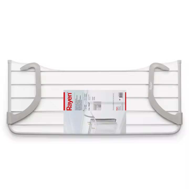 Rayen | Tendedero para Balcones | 5 m de Superficie de tendido | Tendedero para pequeñas coladas | para Interior y Exterior | Dimensiones: 81 x 37,5 x 15 cm | Color Blanco Y Gris | 81 x 37.5 x 15 cm - 1