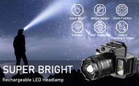 Linterna Frontal Recargable USB Con Sensor De Movimiento Y 5 Modos De Iluminación Zoomable Luz De Cabeza Para Exteriores - details 0