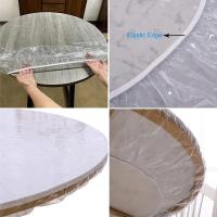 Cubierta De Mesa Redonda Y Desechable Resistente Al Aceite Y Al Agua Con Borde Elástico Translúcido Para Protección De Mesa - details 7