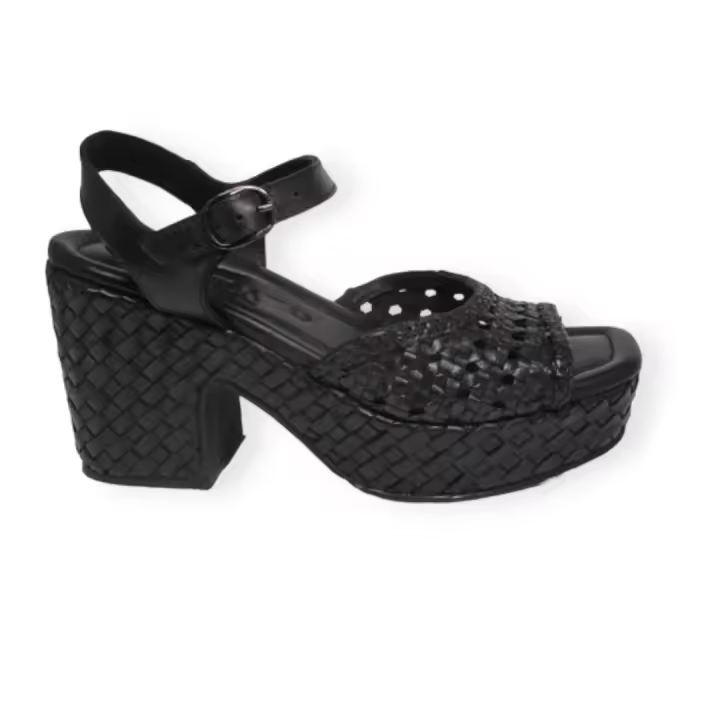 SANDALIA TRENZADA CON TACON CARMELA 161637 NEGRO - 1