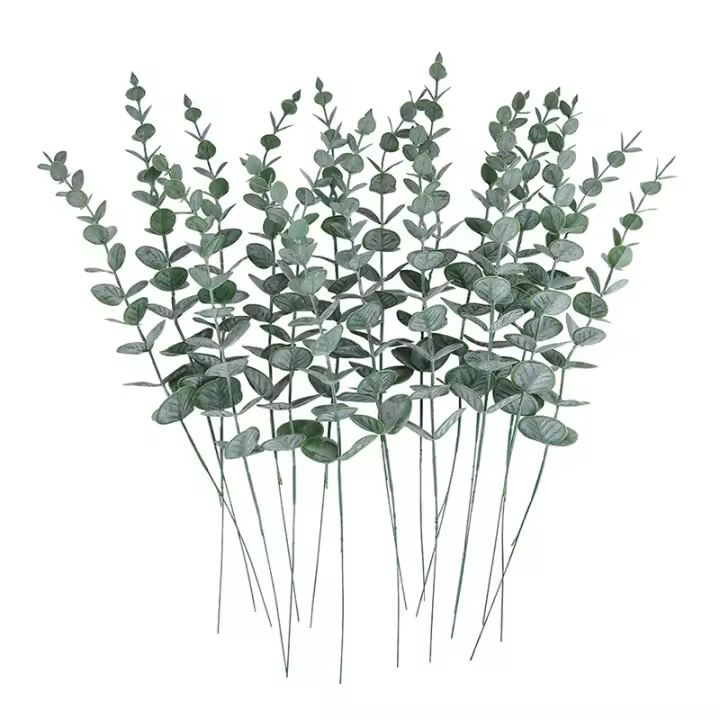 20pcs Hojas De Eucalipto Artificiales 38CM Ramas De Hojas Verdes Y Flores Para Arreglo Floral DIY Centros De Mesa Decoración De Boda Y Hogar - 1