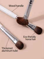 Set De 7 Pinceles De Maquillaje Blancos Con Mango De Madera Larga Pincel De Sombra De Ojos Suave Pincel Para Iluminador Herramienta De Maquillaje - details 4