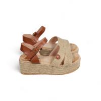Sandalias de Cuña con plataforma de Esparto con doble Tira - Pulsera al tobillo con hebilla - fzf23-7 - details 2