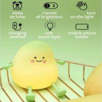 Luz Nocturna De Silicona Mango Con Función De Timer Recargable Por Tipo-C Luz Suave Protección Ocular Regalo De Vacaciones O Cumpleaños Para Niños Y Adultos - details 7