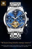 Reloj De Pulsera Automático Para Hombre OLEVS 6617 Lujo Esqueleto Hueco Flywheel Calendario Resistente Al Agua Fase Lunar Acero Inoxidable Romano - details 8