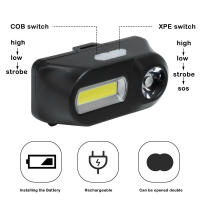 Linterna Frontal LED Mini Portátil XPE+COB Recargable USB Con Batería 18650 Para Camping Pesca Al Aire Libre Luz De Mano - details 2