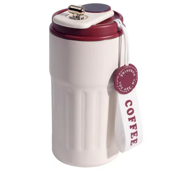 Taza de café con Pantalla digital, Thermos, 410 ml, inoxidable Maple 316, Taza de viaje aislada, a prueba de fugas, Taza de viaje con tapa para Café, color Café - 1
