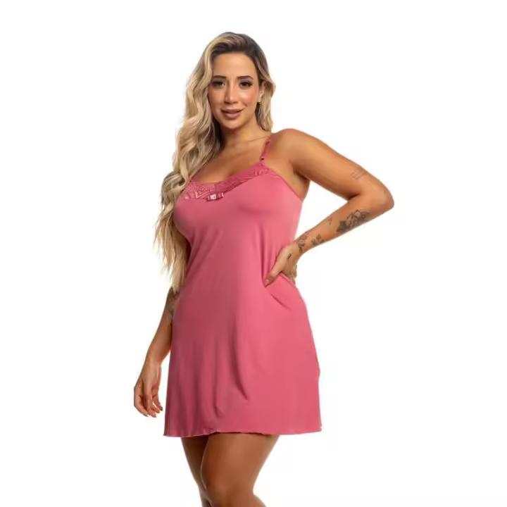 Brasi Plain Microfibra y - Emilia Ence Camisón Mujer Ropa de Verano - 1
