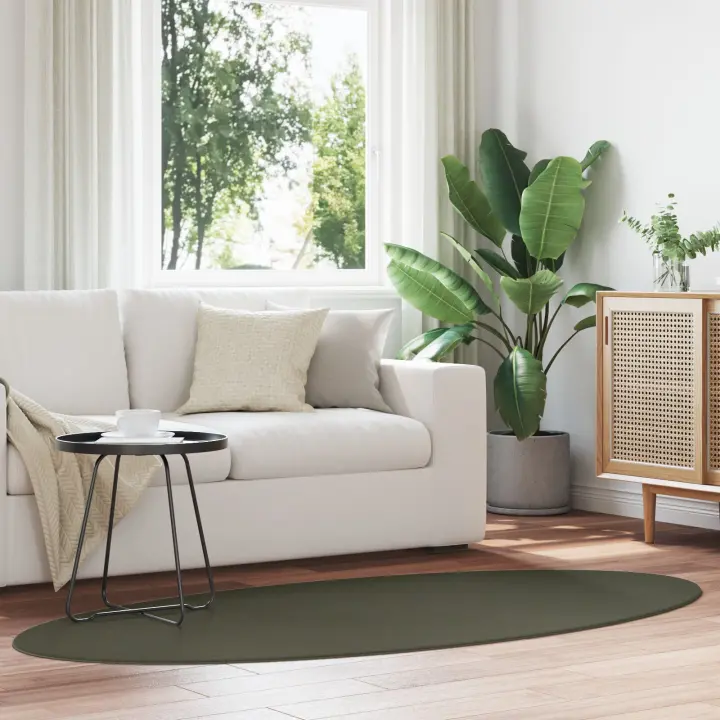 Alfombra vidaXL 'HUARTE' Verde Bosque 100x200 cm Ovalada - 1
