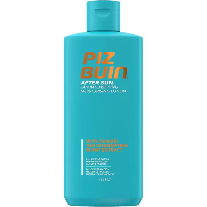 Piz Buin Protección Solar, After Sun Loción Hidratante, Intensificadora del Bronceado, 200 ml - 1