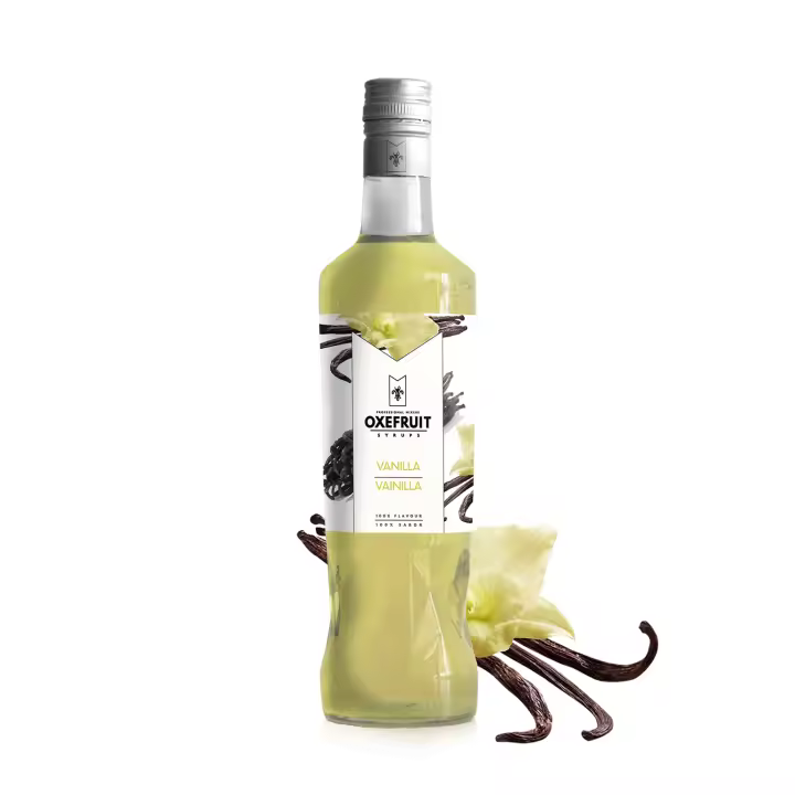 SIROPE DE VAINILLA Oxefruit Professional Mixers. Producido a partir de concentrado de vainilla, con auténtico sabor, creado para la elaboración de cócteles y bebidas no alcohólicas como mocktails, batidos y también para repostería. - 1