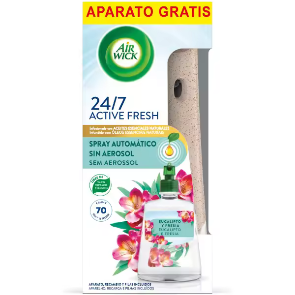 Air Wick Active Fresh Spray Automatico - Aparato + Recambio Ambientador para Casa, Varios Aromas , Sin Aerosol - 1