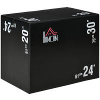 HOMCOM Caja Pliométrica 3 en 1 con Cremallera Caja de Salto con 3 Alturas Diferentes Entrenamiento de Fuerza en Casa Oficina Gimnasia Carga 120 kg 75x51x61 cm Negro - details 0