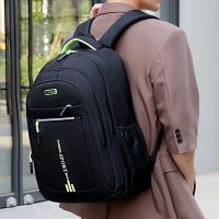 Mochila de viaje para hombre de gran capacidad, nailon resistente, correas de hombro ajustables, múltiples compartimentos, ideal para negocios y escuela, color negro. - details 5
