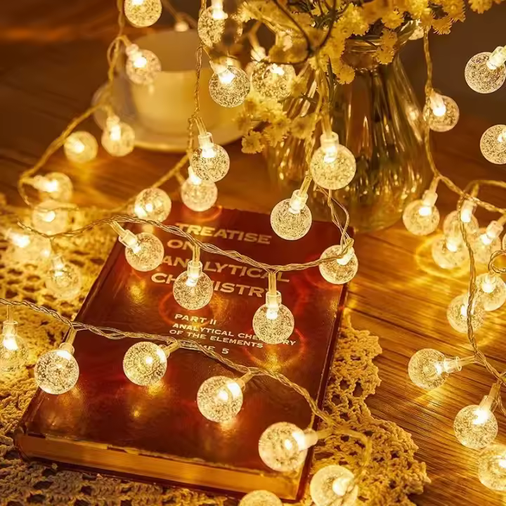 Mini Cadena de Luz LED de 3M, Bola de Cristal, Batería, Jardín al Aire Libre, Camping, Guirnalda de Luz impermeable, decoraciones de Ramadán - 1