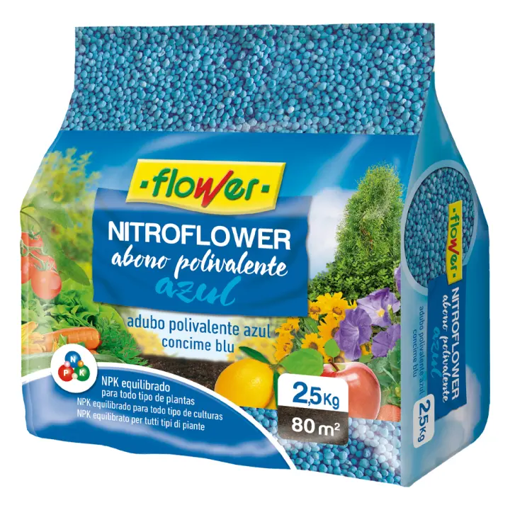 FLOWER NITROFLOWER ABONO POLIVALENTE AZUL ALTAMENTE NUTRITIVO+RÁPIDA ASIMILACIÓN 2,5 KG - 1