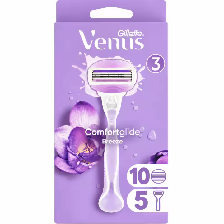 Gillette Venus Comfortglide Breeze, Maquinilla De Mujer, 5 Mangos + 10 Recambios, 3 Hojas, Para Una Depilación Suave, Apurada Y Duradera - 1