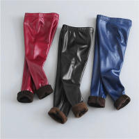 Leggings De Invierno Para Niñas De Cuero PU Cálidos Y Gruesos Pantalones De Pierna Unisex Para Otoño E Invierno Tallas 3-10 Años - details 9