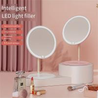 Espejo De Maquillaje Portátil Para Escritorio Con Temperatura De Color Infinita 3 Luces Giratorio 90 Grados Luz Botón Perfecto Para Viajes - details 0