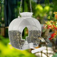 Alfombra De Alimentos Para Pájaros De Acrílico Con Descanso Y Cadena De Colgaje Casa De Pájaros Para Jardín Patio Balcon - details 0