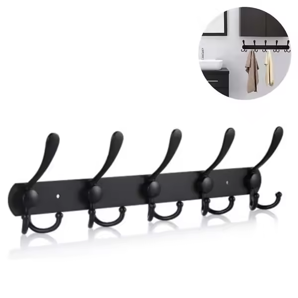 Tira de gancho Gancho para ropa, Gancho para armario Acero inoxidable Acero inoxidable Gancho para toalla Gancho para albornoz Gancho de pared Pared Rugoso Armario Tira de armario Plata - 1