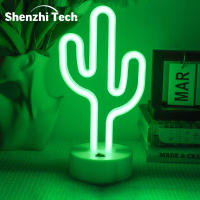 Lámpara De Mesa LED En Forma De Cactus Con Luz Neón Para Fiesta Cumpleaños Decoración De Hogar Y Camping Potenciada Por Batería Y USB - details 0