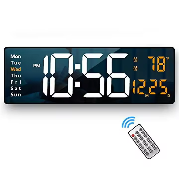 Reloj Digital de pared con pantalla grande, moderno, LED, control remoto - 1
