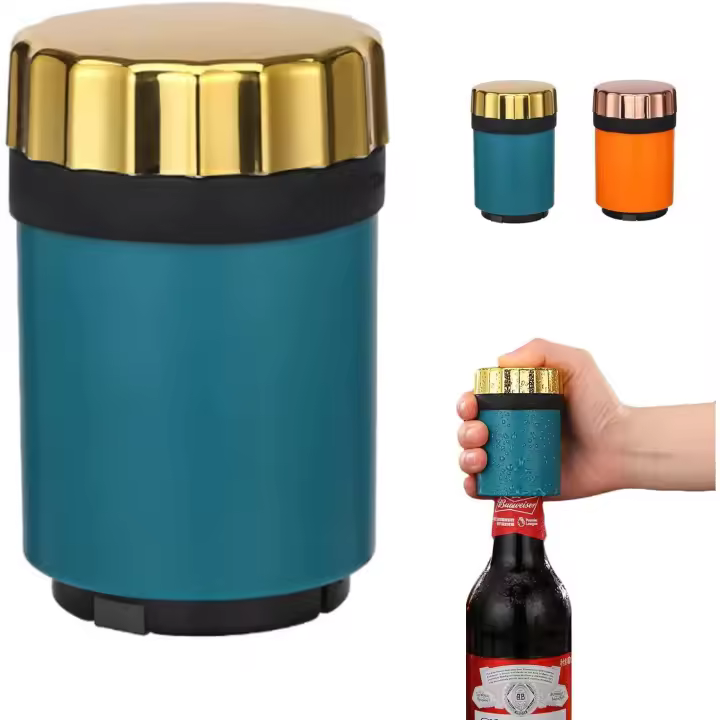 Abridor de botellas de type empuje Abridor de botellas magnético Abridor de botellas de cerveza Herramiento para abrir tapas de botellas de cerveza Utensilios de cocina - 1