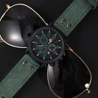 Set De 4 Relojes Deportivos Para Hombre Moda Negocios Cuarzo Pulsera De Cuero Marrón Reloj Casual Para Varones - details 5