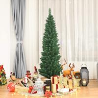 Árbol de Navidad Artificial Fina Estrecha, Árbol de Navidad Slim Artificial Abeto Fino de Hoja Espumillón 150cm 180cm 210cm Arboles con Soporte Metálico, Arbol Economico, Arbol Alta, Arbol Navidad Resistente con Hojas PVC, Verde Oscuro - details 1